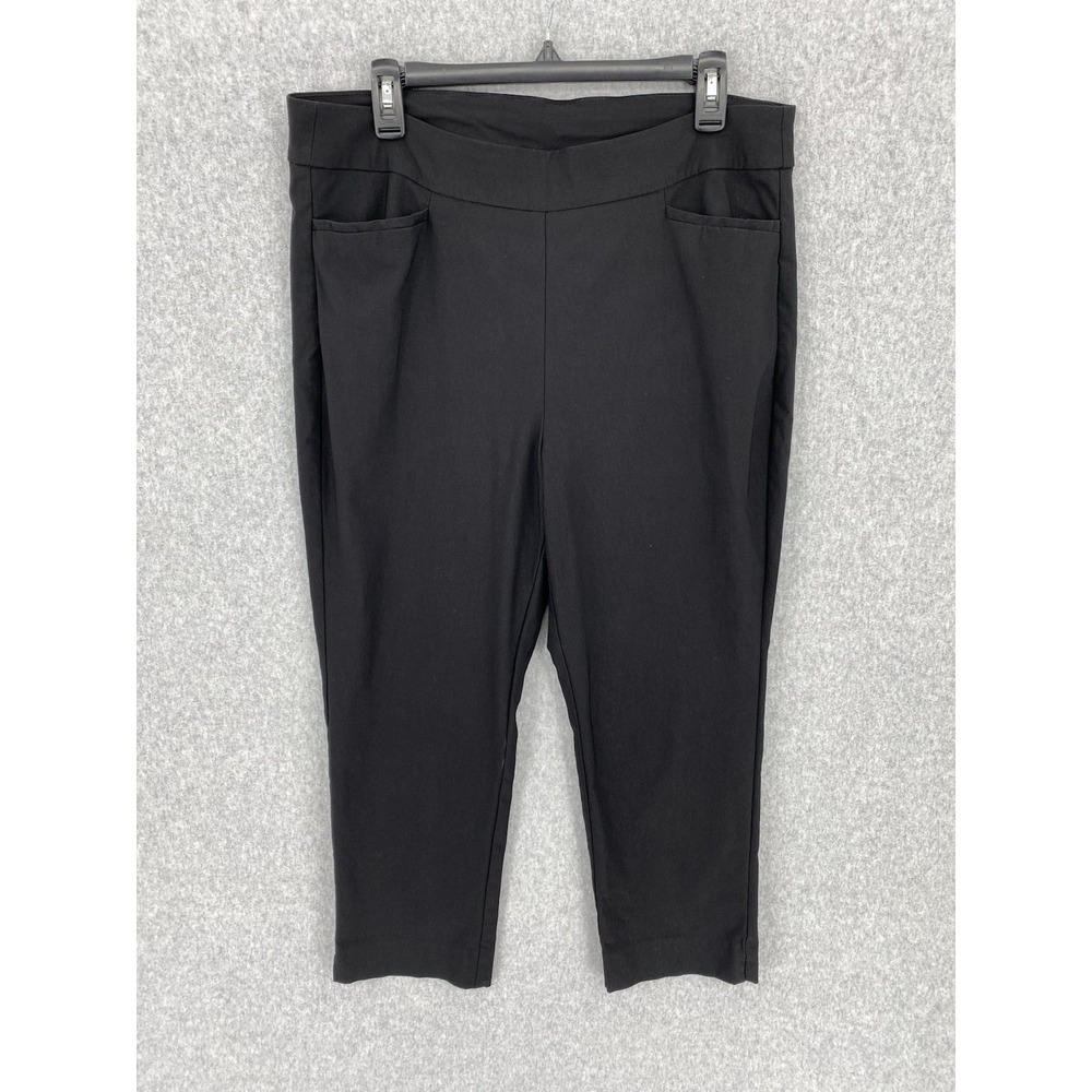 Chicos Pants womens 2.5 us size 14-L Black Stretch Cropped Slimming City‎ Preppy